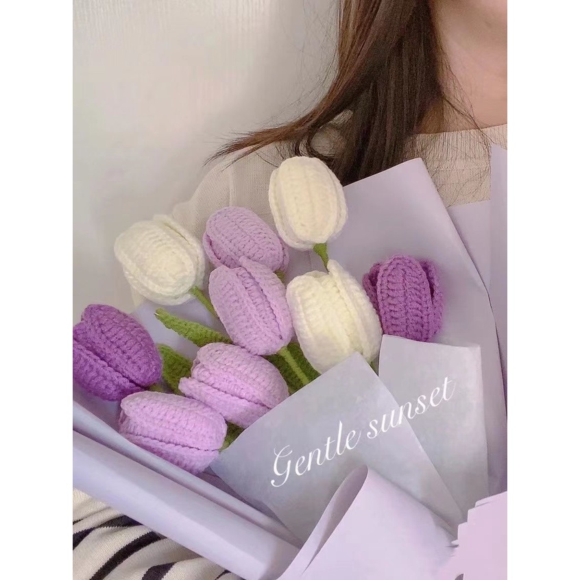 Bó Hoa Len Đan Thủ Công Làm Quà Tặng Tốt Nghiệp / Ngày Lễ Tình Nhân Cho Bạn Gái