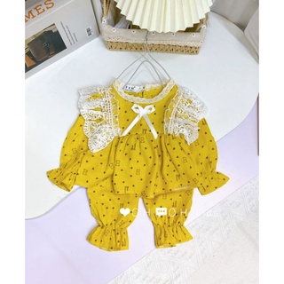 Bộ pijama đũi tơ bánh bèo 𝙗𝙚́ 𝙜𝙖́𝙞  !!!!! 💋💋 sz 8-16kg.