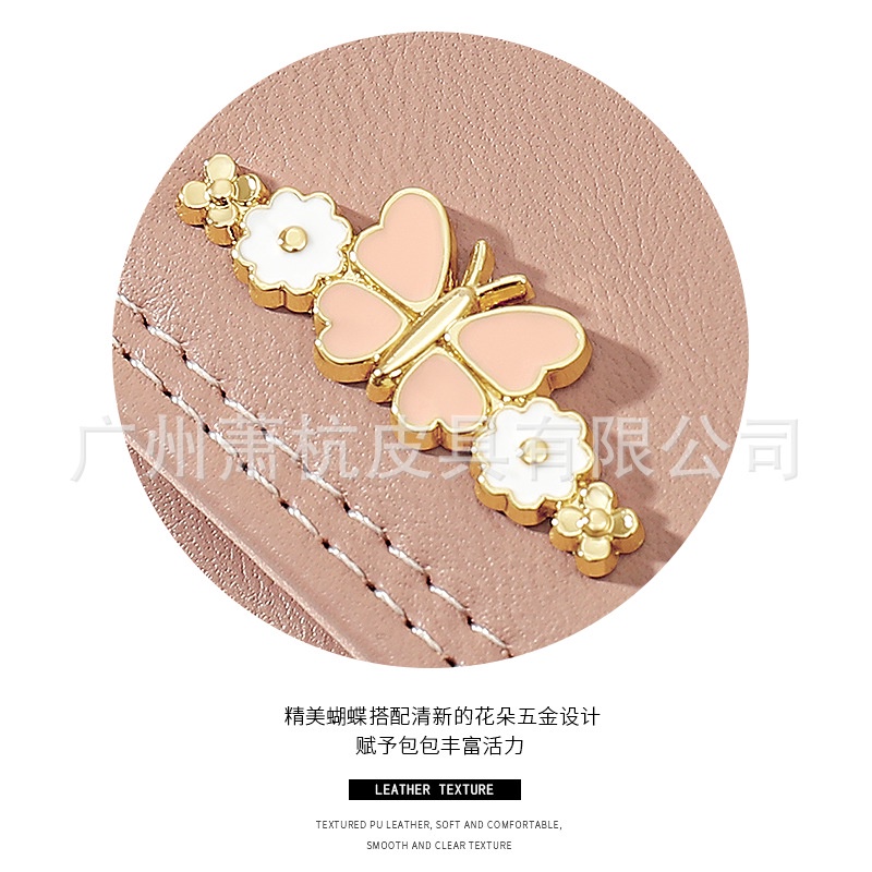 Ví Ngắn Ba Ngăn Đựng Thẻ / Tiền Xu Đính Nơ Đơn Giản Dễ Thương Thời Trang Cho Nữ Sinh Giá Đỡ