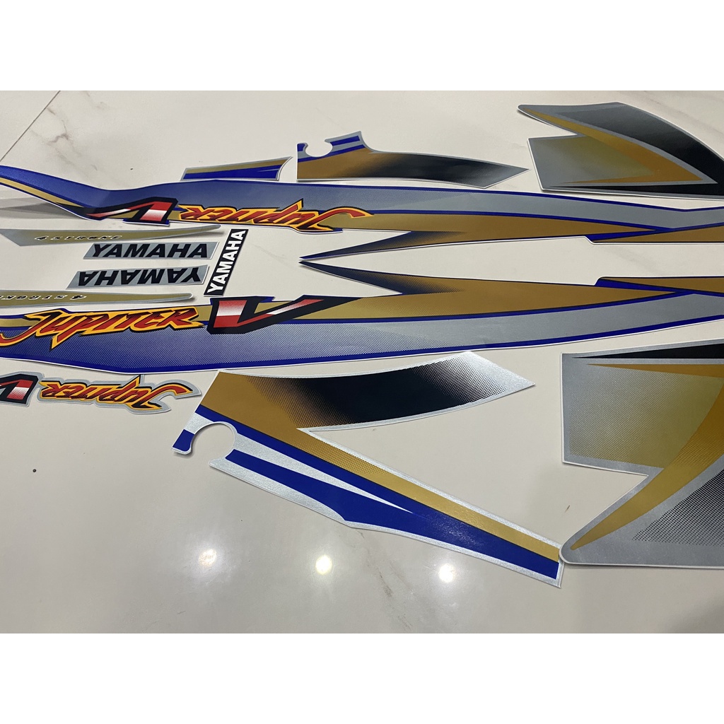 Nguyên bộ tem rời 3 lớp zin thái dán xe máy Yamaha Jupiter V màu xanh dương