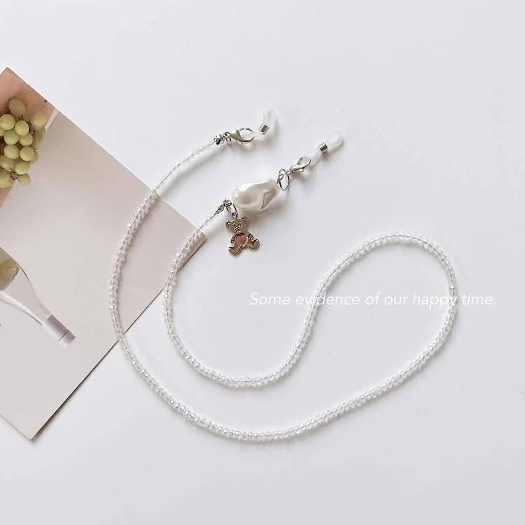 Dây Đeo Mắt Kính Xỏ Hạt acrylic Trong Suốt Hình Gấu Hoạt Hình Sáng Tạo