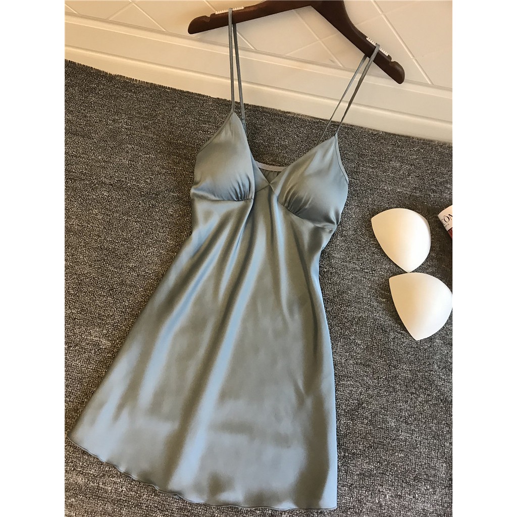 Váy Ngủ Lụa Hai Dây - Đầm Ngủ Lụa Ren Sexy Chất Liệu Lụa Mỏng Sling Có Đệm Ngực Nhẹ Nhàng Thoải Mãi Quyến Rũ VN004 [BINO | BigBuy360 - bigbuy360.vn