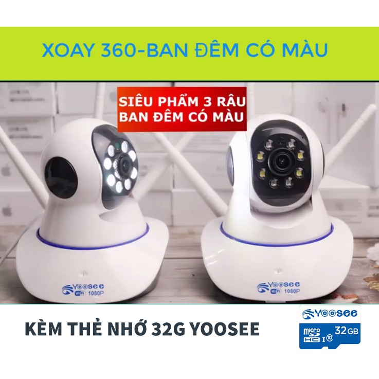 CAMERA 3 RÂU YOOSEE 8LED 2.0MPX FHD 1080P XOAY 360 ĐỘ SIÊU NÉT - CÓ MÀU BAN ĐÊM