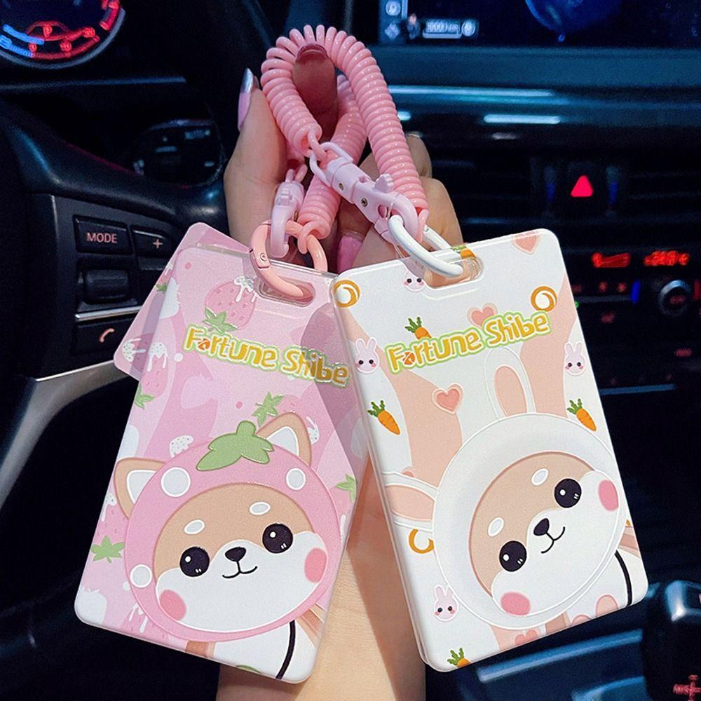 DARNELL Móc Khóa Gắn Ba Lô Đựng Thẻ Hình Chú Chó Shiba Dễ Thương Giá Đỡ