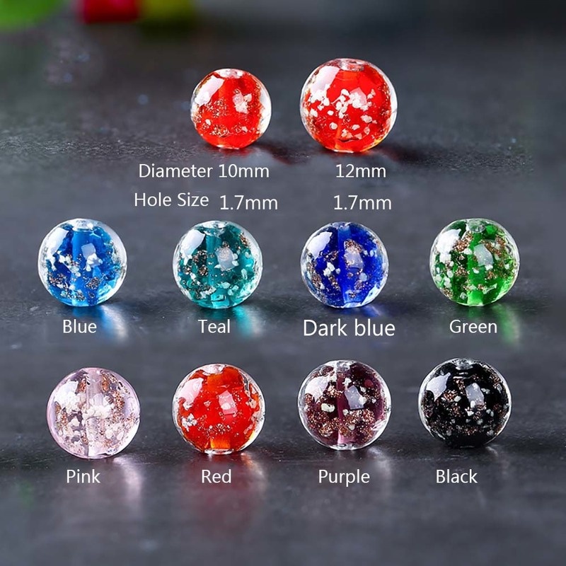 Bộ 5 Hạt Pha Lê Tròn Phát Quang Làm Trang Sức Thủ Công 10/12mm