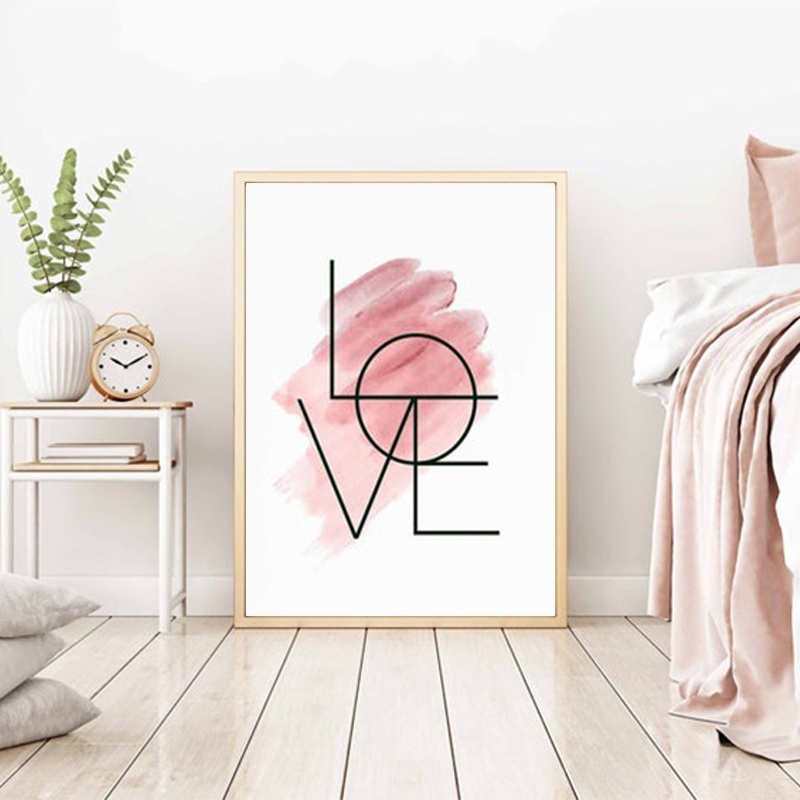 Tranh Vải Bạt Treo Tường In Hình Lông Vũ Màu Hồng Phong Cách Bắc Âu Trang Trí Nhà Cửa