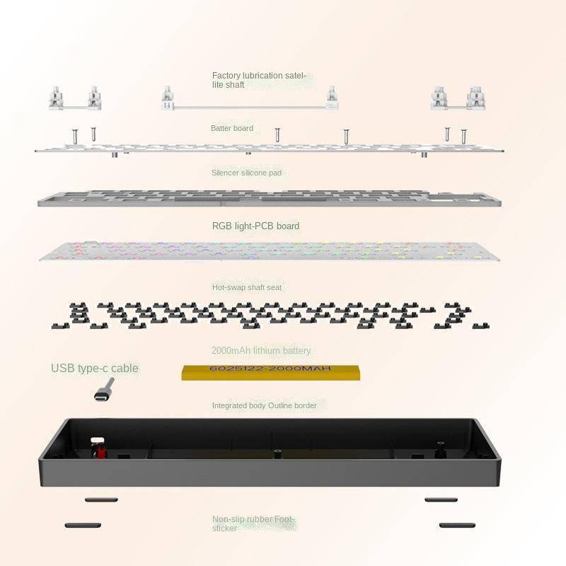 【Ready Stock】MK68 Layout  Mechanical Keyboard Kit RGB Light Bluetooth 2.4g/wired Three-mode Hot-swappable 68keys