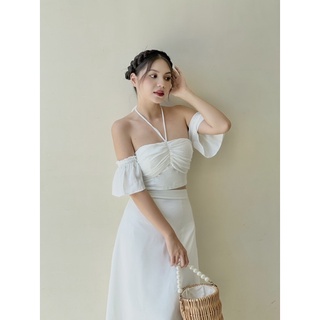 Set lụa dịu dàng July, kiểu trễ vai dịu dàng,chất lụa thoáng mát