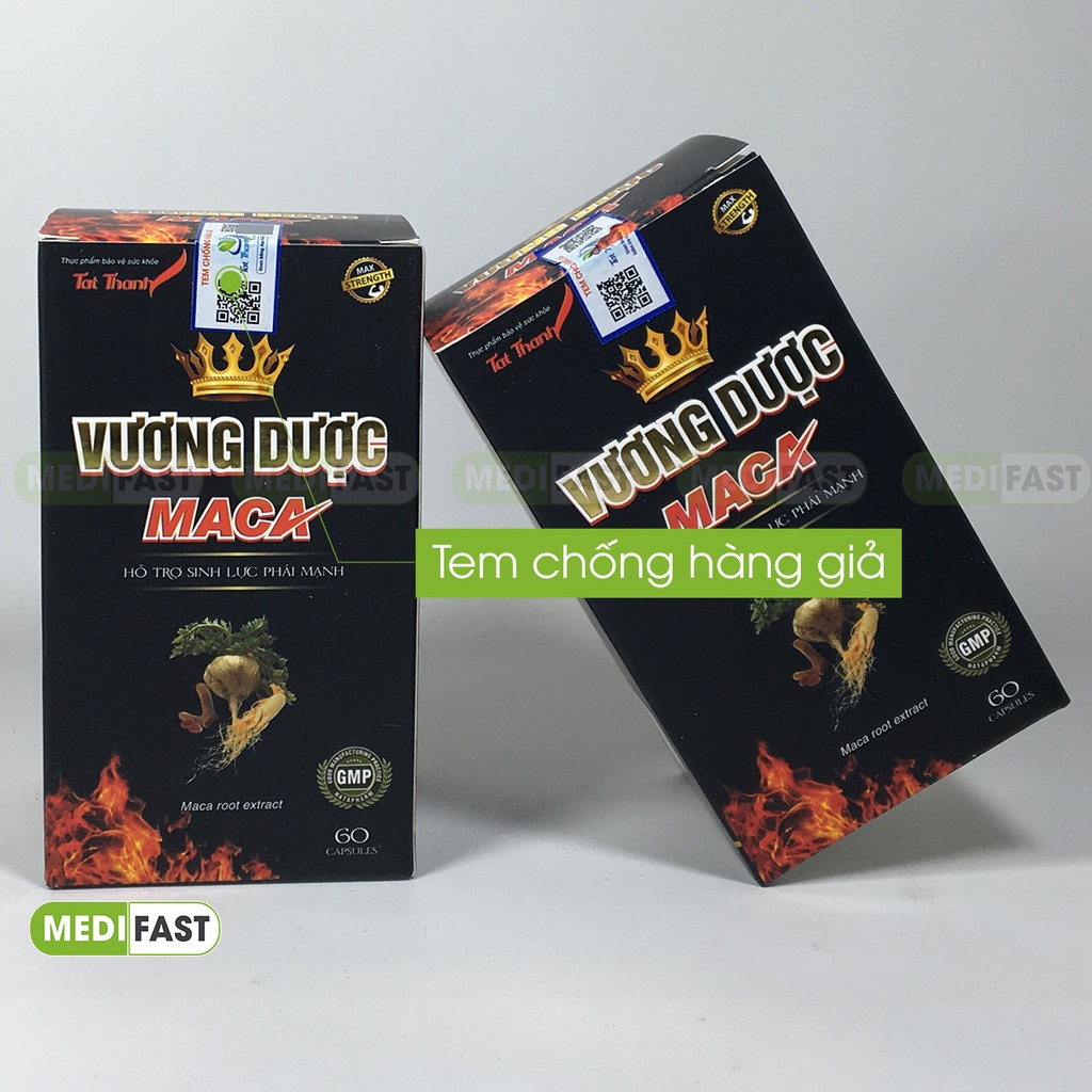 Vương Dược Maca - Hỗ trợ tăng cường sức khỏe sinh lý nam giới -  Hộp 60 viên tăng sinh lực bổ thận tráng dương