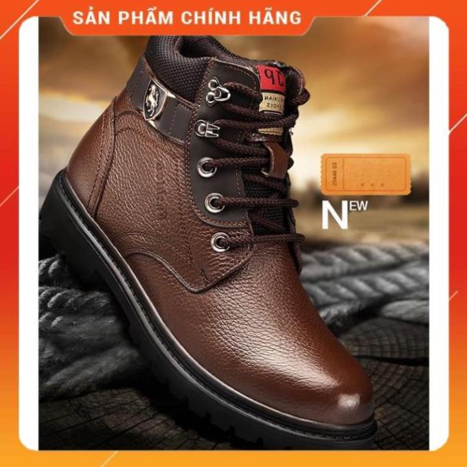 Giày Boot Nam Cao Cổ Da Bò Thật Dây Buộc Đế Cao Su Đúc -PL9