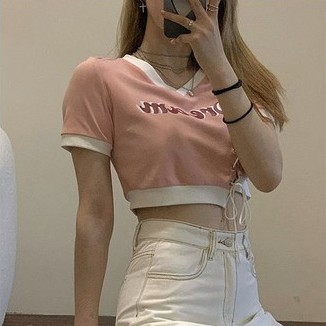 [X&L] Áo phông mới mùa hè   áo phông ngắn nữ in chữ hàn quốc   áo mỏng  Áo Croptop