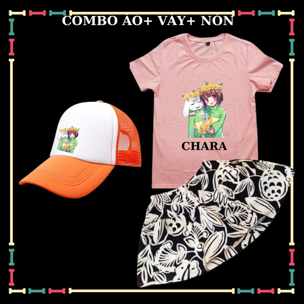 Combo Áo+ Mũ+ Vay cho bé gái mẫu Chara siêu dễ thương hot trend hiện nay