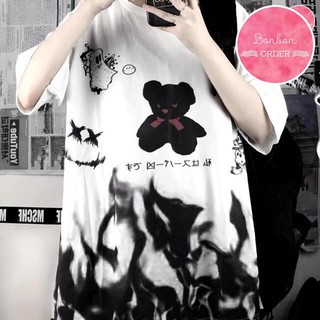 Áo thun tay lỡ áo phông tay lỡ form rộng ulzzang hình gấu 🧸 -
