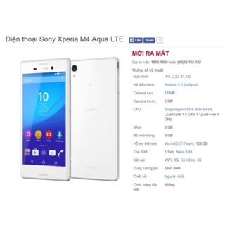 Điện Thoại Sony M4 Aqua. Hàng chính hãng, máy cũ còn đẹp 90%. 