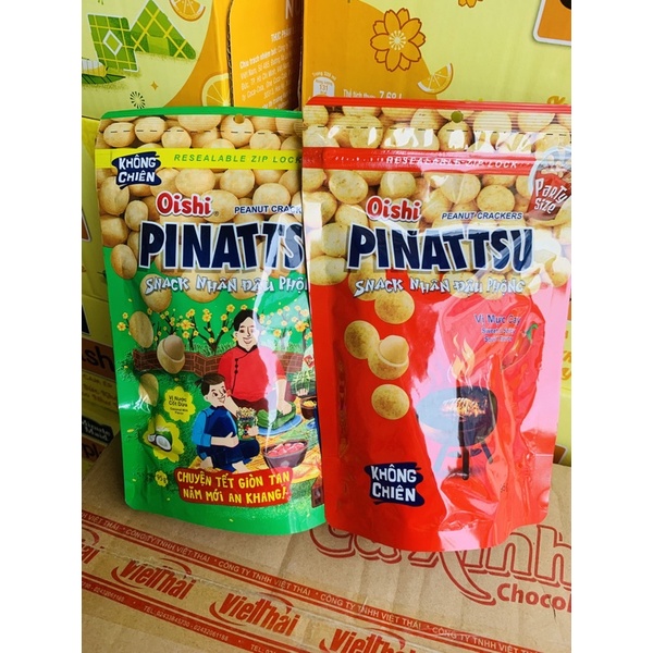 Snack Nhân Đậu Phộng Oishi Pinattsu Vị Mực Cay/Vị Cốt Dừa 95G