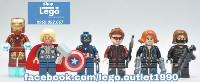 Xếp hình Iron man Thor Captain America Hawkeye Black widow Winter Soldier Bucky Marvel Lego Minifigures Decool 0205 0210