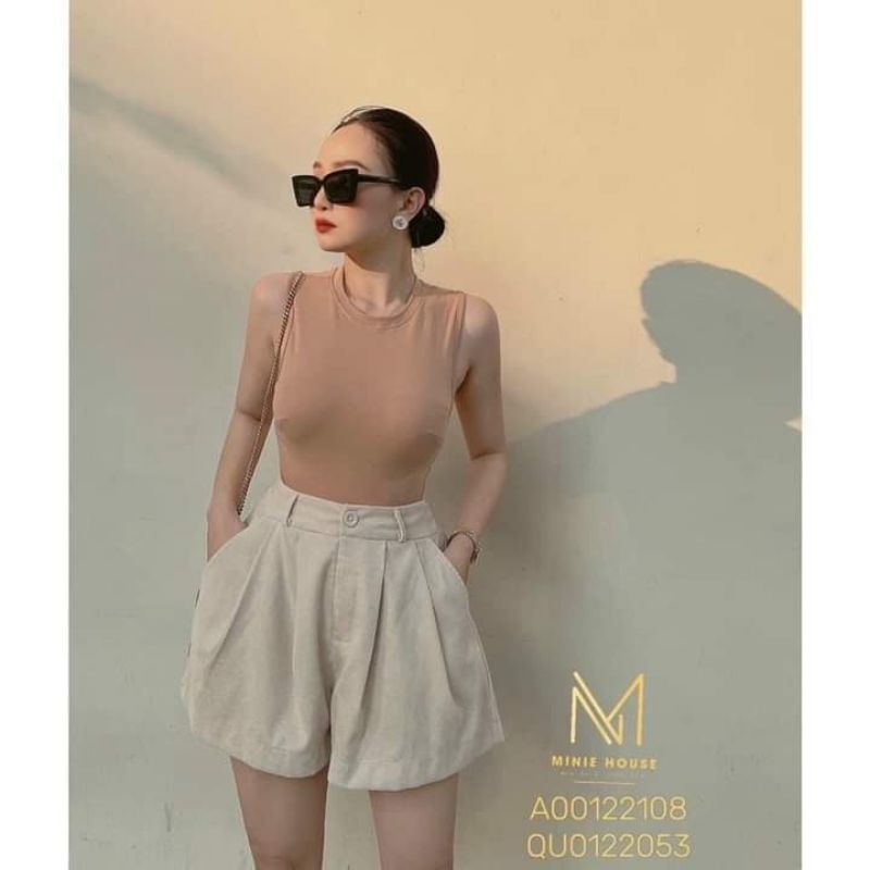 Quần short nhung tăm lưng thun cao 2 nút