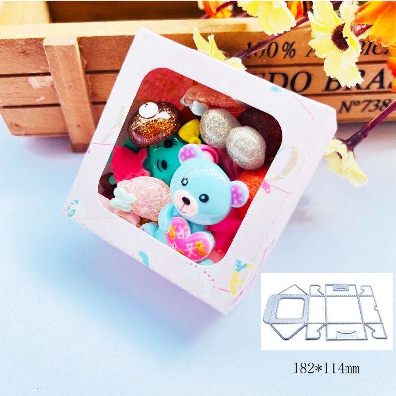 Khuôn Cắt Giấy Kim Loại Hình Hộp Kẹo Vuông 3D Xinh Xắn