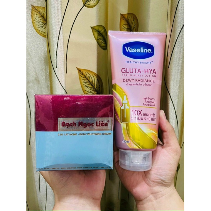 Combo kem body Bạch Ngọc Liên và Vaseline Thái Lan 330ml Giúp dưỡng da trắng sáng