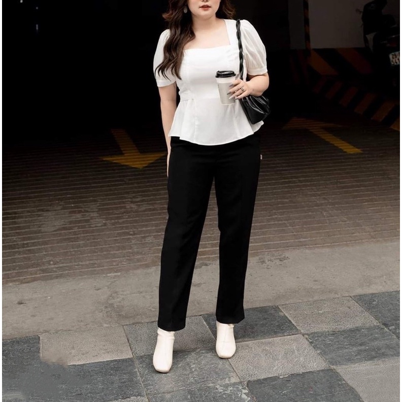 Áo trắng cổ vuông buộc đai sau