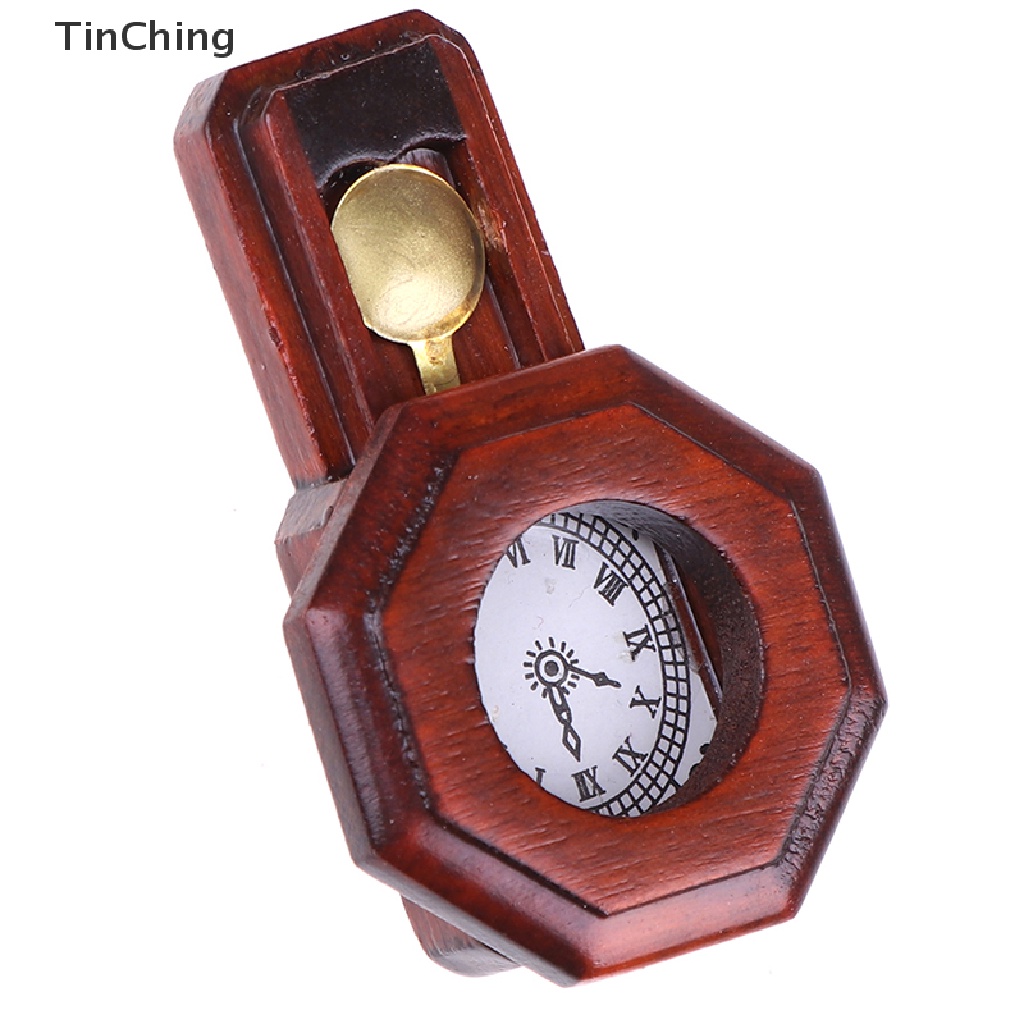 Đồng Hồ Đỏ Bằng Gỗ Kiểu Vintage Trang Trí Nhà Búp Bê Tỉ Lệ 1 / 12
