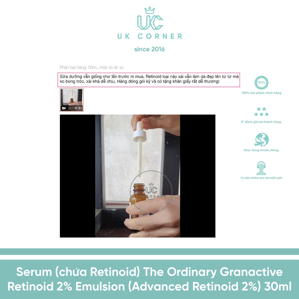 Serum (chứa Retinoid) The Ordinary Granactive Retinoid 2% Emulsion (Advanced Retinoid 2%) 30ml