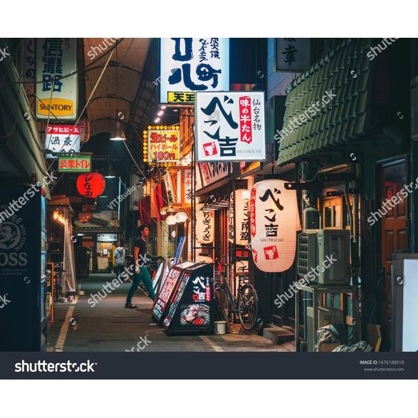 Tranh dán tường Trang Trí Cửa Hàng cao cấp đường phố Tokyo