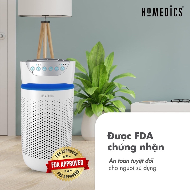 [Mã ELHA10 giảm 6% đơn 5TR] Máy lọc không khí ion, có đèn UV diệt khuẩn, lọc bụi mịn HoMedics AP-T40WT-GB [BH 2 Năm]