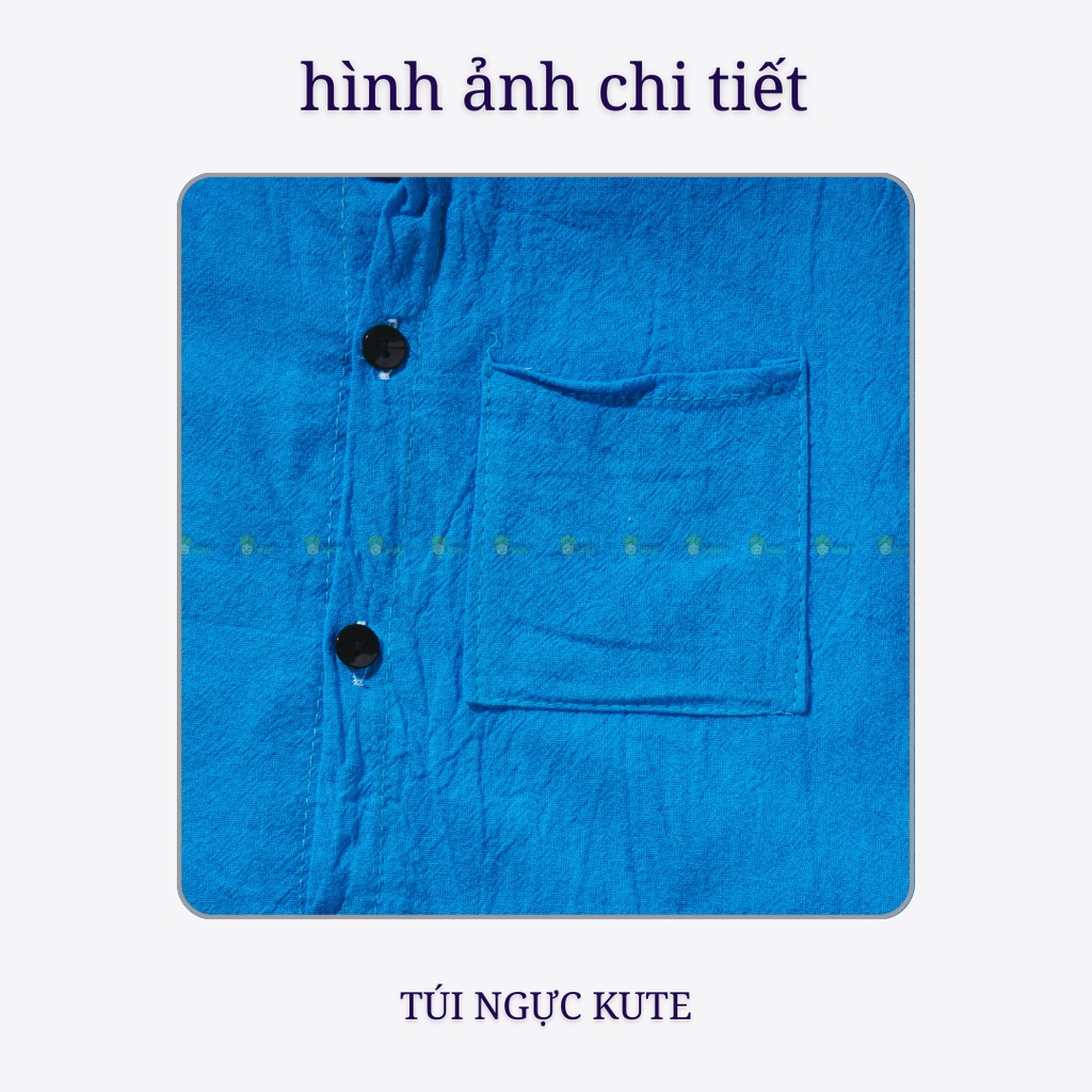 Set Bộ Bé Trai Vải Thô Mềm Mịn Cổ Tàu Túi Ngực, Bộ Quần Áo Cho Bé Mặc Đi Học, Đi Chơi CK27