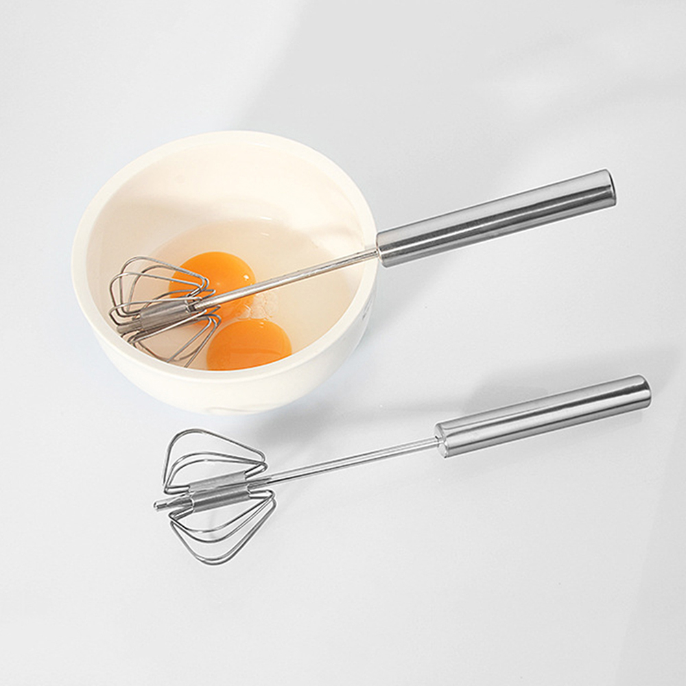 Stainless Steel Hand Pressure Rotary Semi-Automatic Egg Beater Manual Pressing Egg Cream Sauce Mixer Mini Stainless Steel Handle Egg Beater Mini Handle Mixer Stirrer Tools