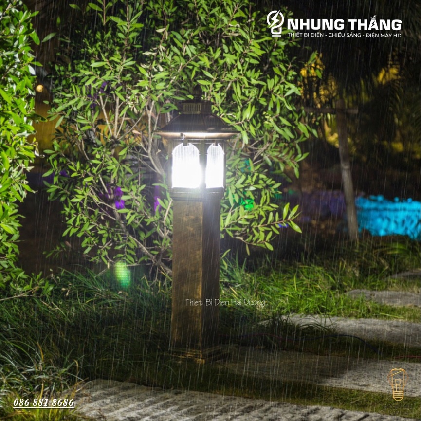 Đèn Cột Trang Trí Sân Vườn Cổ Điển DSV-1172 Chống Nước - Chiều Cao 82cm - Cắm Điện 220V - Kèm Bóng G45 - Bảo Hành 1 Năm