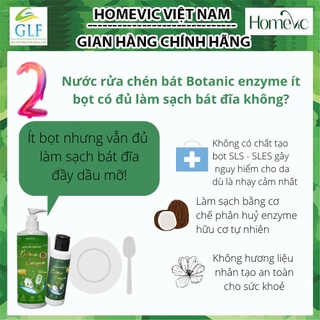 Nước Rửa Chén Bát HOMEVIC Botanic Enzyme 100ml Hương Trà Xanh, Làm Sạch Tốt