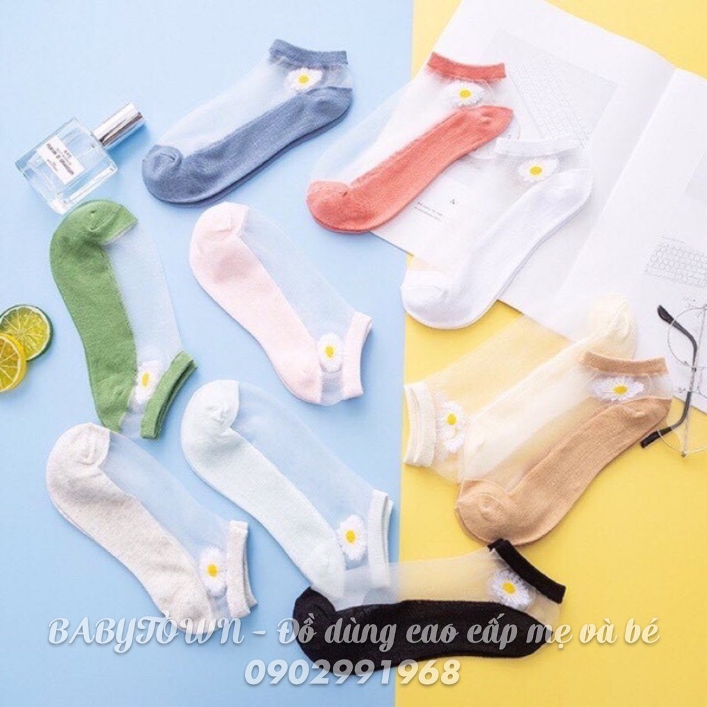 Set 10 đôi tất/vớ lưới hoa cúc cổ ngắn cho mẹ