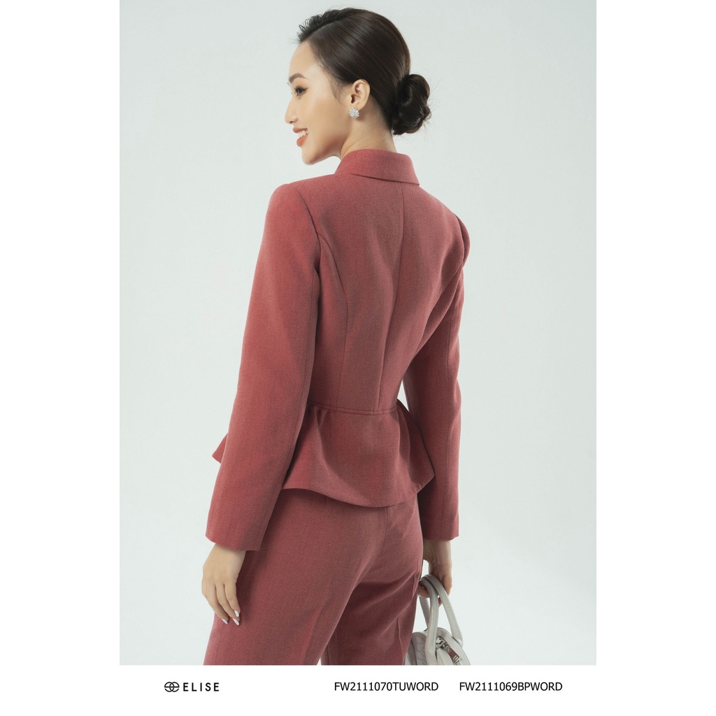Áo vest xốp đỏ nhún eo thiết kế Elise FW2111070TUWORD
