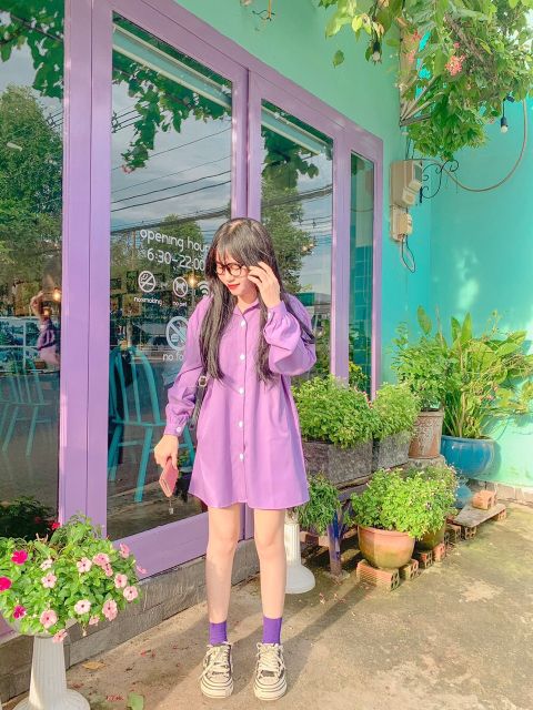 Áo sơ mi nữ oversize form dài cá tính [ẢNH THẬT]