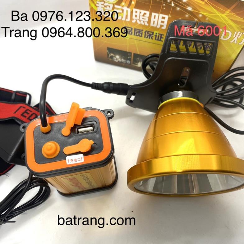 Đèn pin siêu sáng đội đầu pin rời 200W 16h sáng 6001