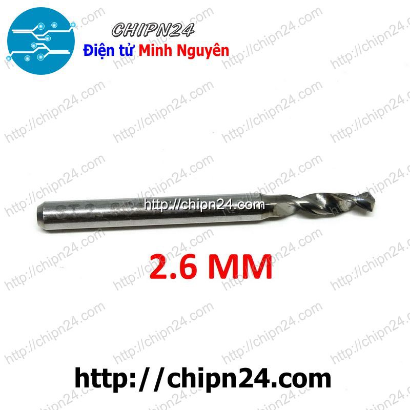 [1 CÂY] Mũi khoan mạch in CNC HỢP KIM 2.6mm (Mạch điện tử, PCB)
