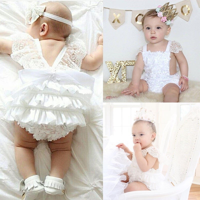 ღ♛ღInfant Baby Girl Clothes Lace Floral Bodysuit Romper Cake Sunsuit Outfits 0-18M