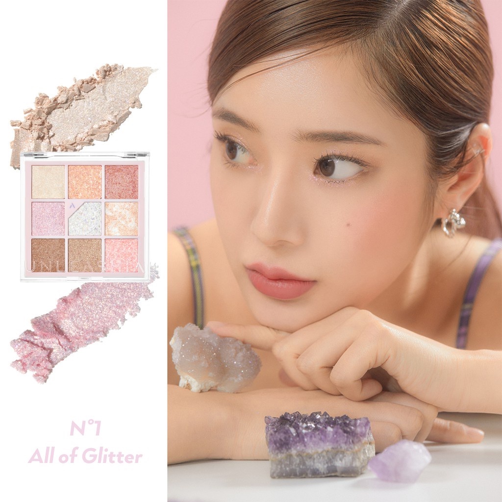 Bảng phấn mắt 9 ô màu Unleashia Glitterpedia Eye Palette trang điểm mềm mịn lâu trôi 7.6g