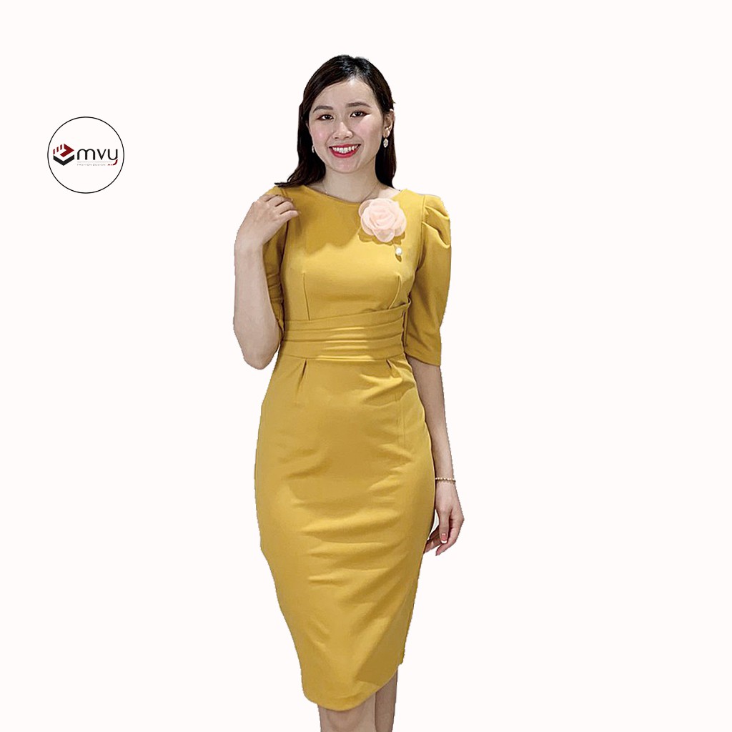 [Mã WAST99 hoàn 12k xu đơn 99k] Đầm Thiết kế umi tay bồng có kèm hoa Emvy - V69 | BigBuy360 - bigbuy360.vn