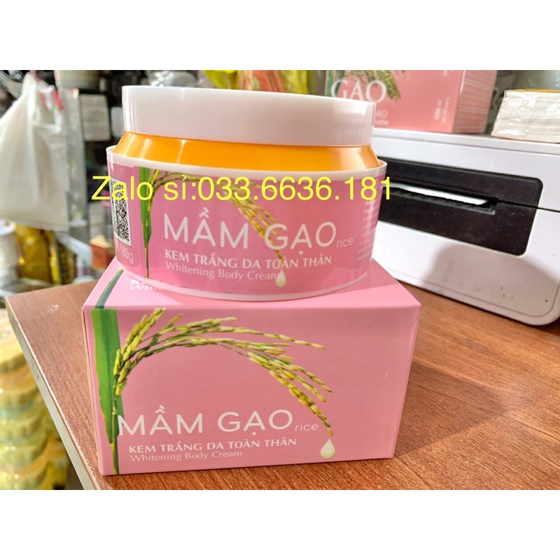 Kem trắng da toàn thân Mầm gạo Linh chi vàng hủ 180g