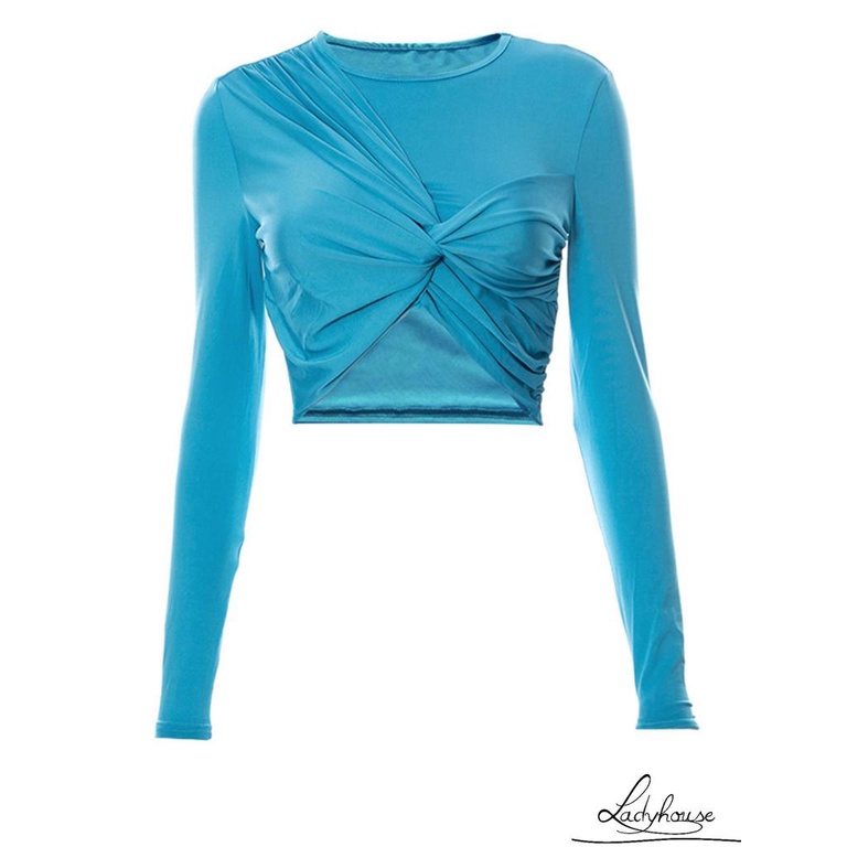 Áo thun tay dài cổ tròn màu trơn thời trang xuân hè cho nữ