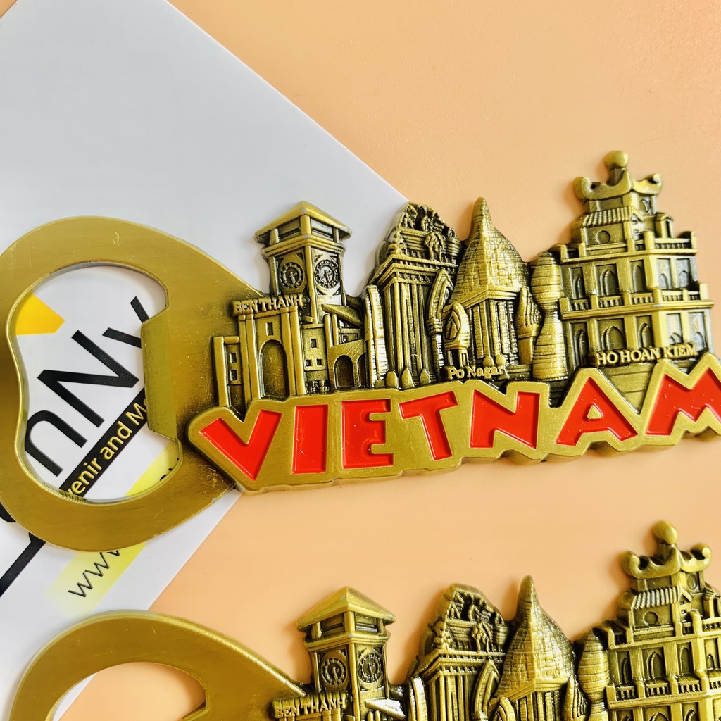 Nam châm hít tủ lạnh hình ảnh khui địa danh lưu niệm Việt Nam chất liệu kim loại