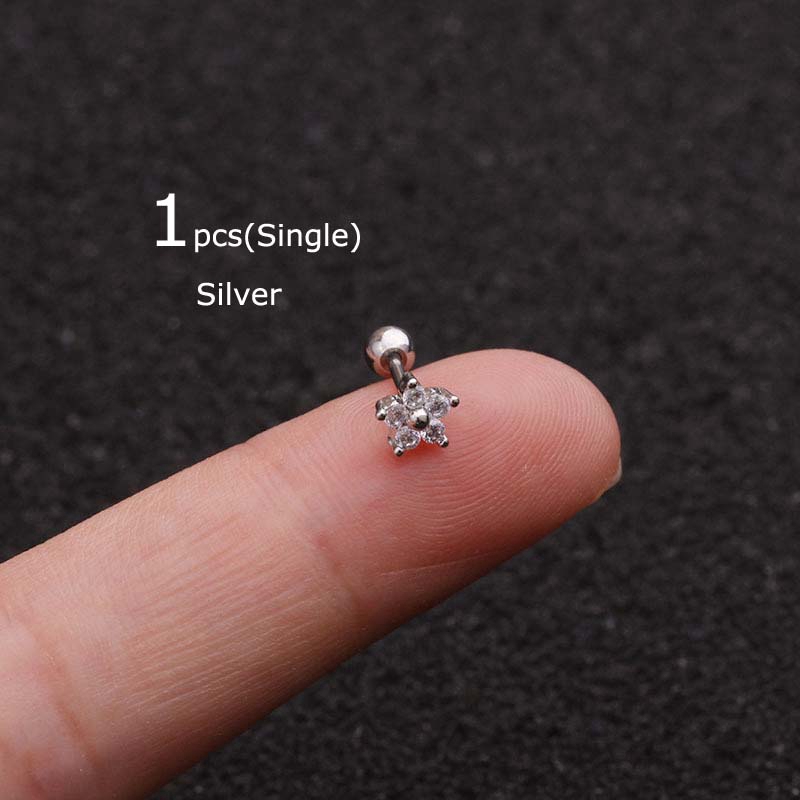 Khuyên Tai Hình Hoa Đính Đá Zircon Nhân Tạo Xinh Xắn Dài 6cm