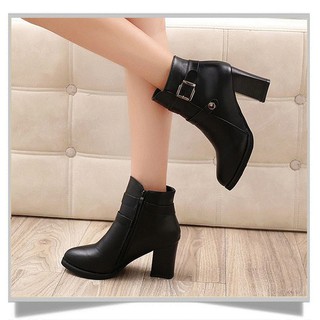 Giày Boot Nữ Cao Gót Đế Cao 7Cm Da Pu G032