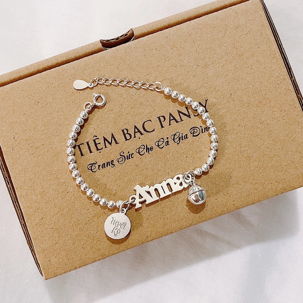 Lắc bạc cho bé gái, trai treo thẻ tên và hình con vật dễ thương - Vòng bạc đeo tay, chân trẻ em tuỳ chỉnh kích cỡ