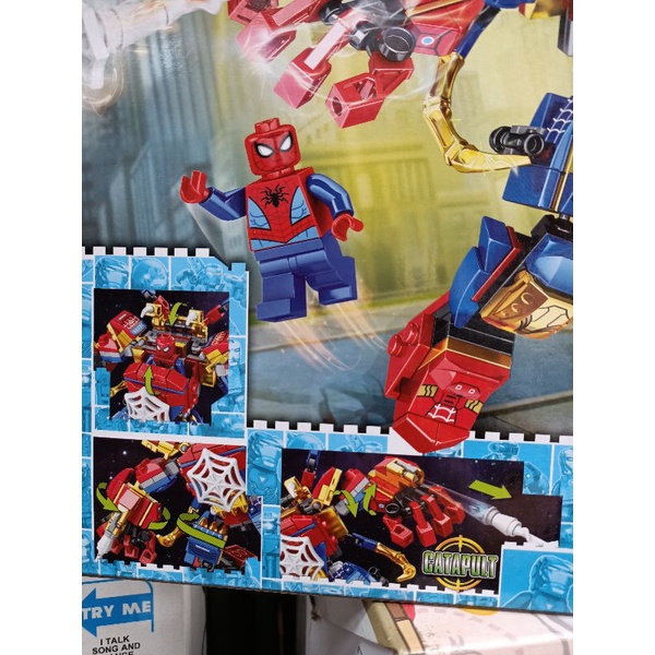 Hộp lê gô lắp ghép mô hình Robot Người Nhện SPIDER MAN 2058-2