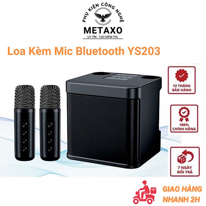 Loa Karaoke Bluetooth YS 203 Kèm 2 Micro Không Dây, Âm Thanh Siêu Hay, Thiết Kế Sang Trọng Nhỏ Gọn Tiện Lợi, Dễ Sử Dụng.