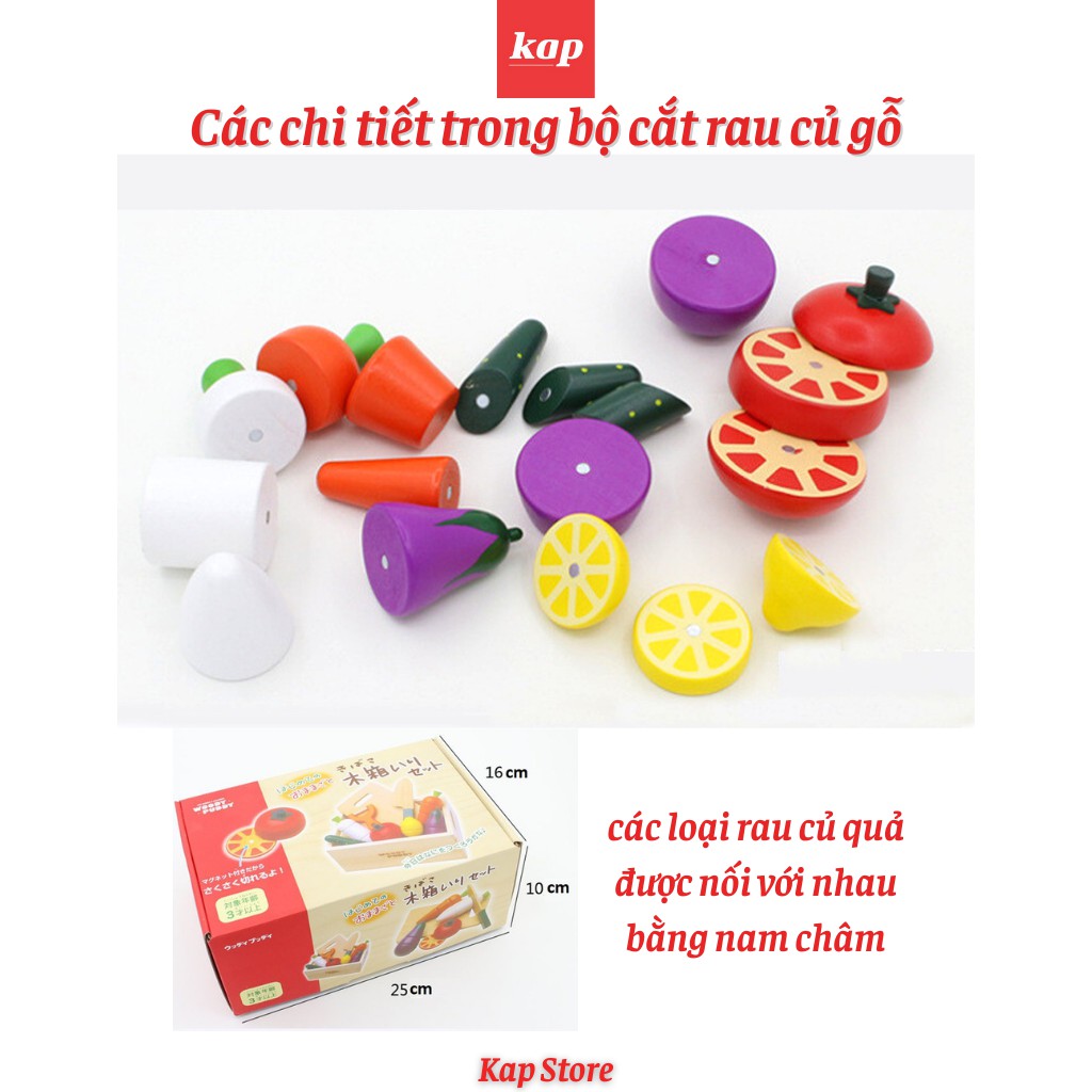 Bộ cắt hoa quả, bộ cắt rau củ bằng gỗ tự nhiên an toàn cho bé