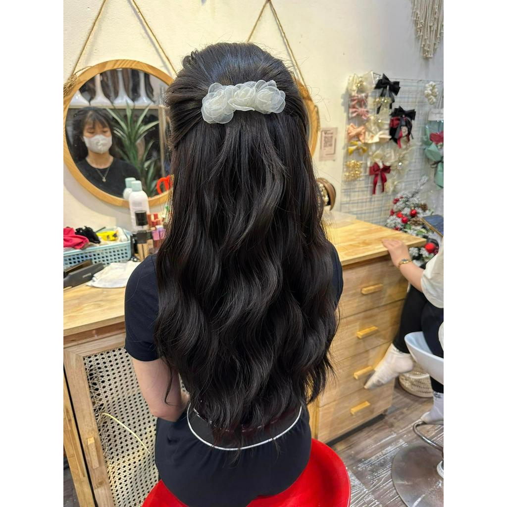 KU07 Tóc giả kẹp u xoăn sóng đẹp 60cm